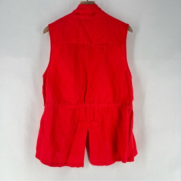 Torrid Coral‎ Linen Blend Drape Front Woven Drawcord Waist Utility Vest - Picture 7 of 14